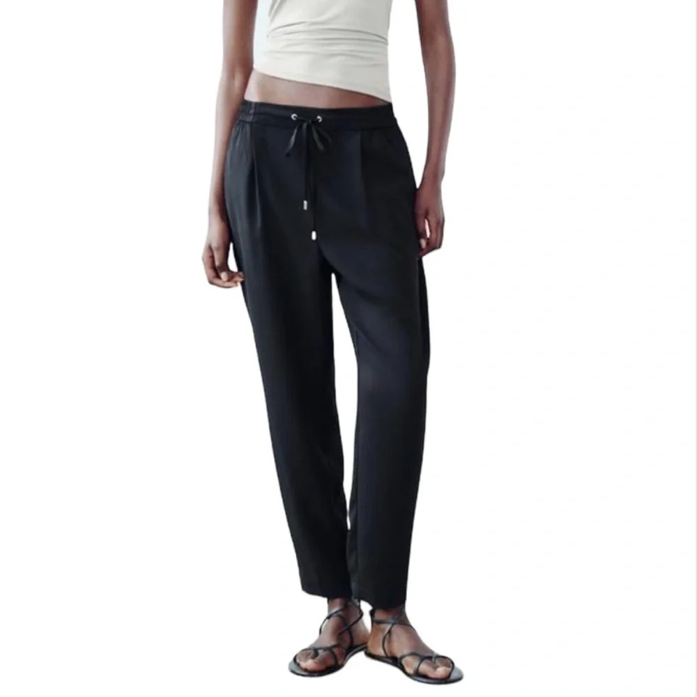 Zara Black Drawstring Trousers